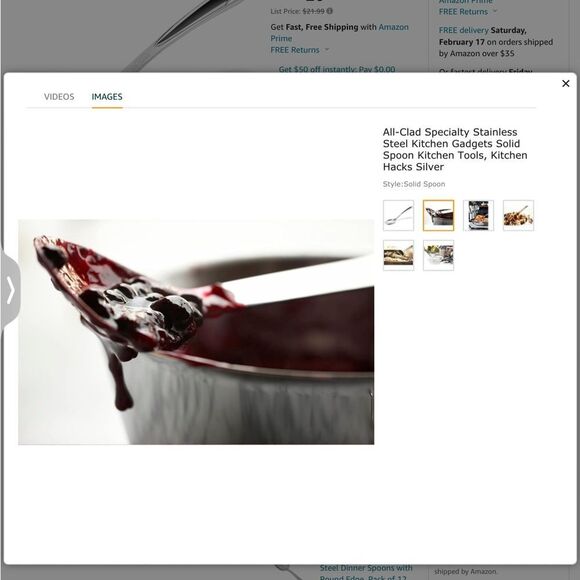 All Clad Cook & Serve Stainless Steel Solid Spoon - Picture 4 of 8